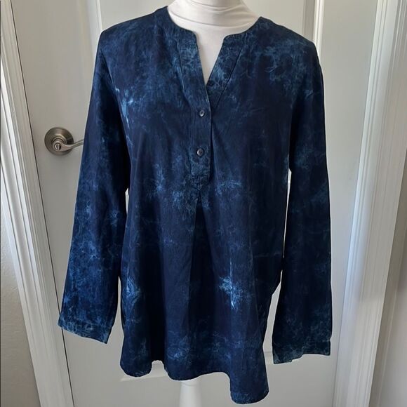 Pure Jill Organically Grown Cotton Tie Tye Popover So Soft ! NWOT SZ L - Picture 1 of 8